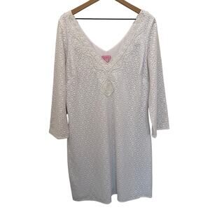 Lilly Pulitzer Alden Tunic Dress XL White Eyelet Crochet